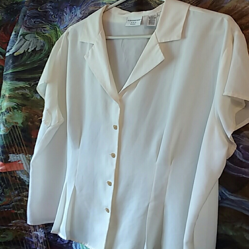 Feminine Short Sleeved Cream Blouse